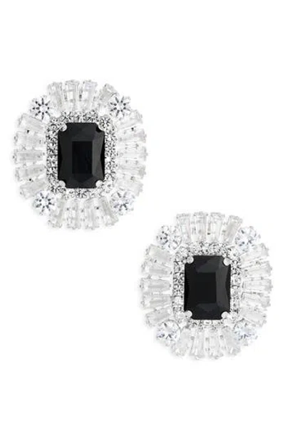 Tasha Crystal Halo Stud Earrings In Black