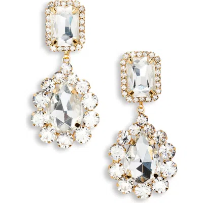Tasha Crystal Halo Teardrop Earrings In Gold/ Crystal