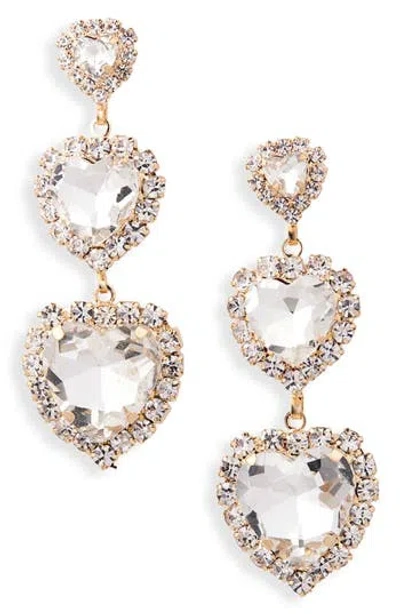 Tasha Crystal Heart Linear Drop Earrings In Gold