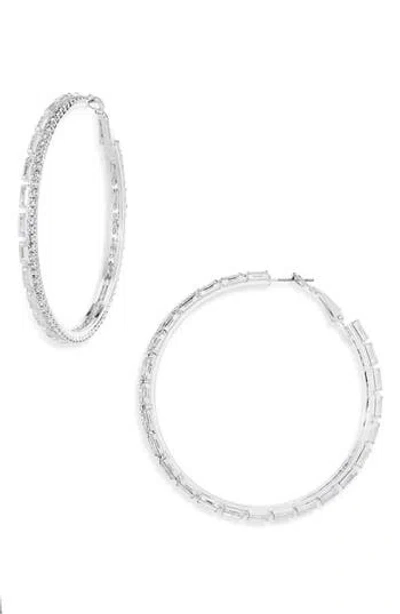 Tasha Crystal Hoop Earrings In Silver
