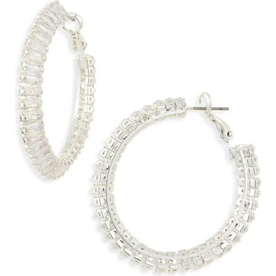 Tasha Crystal Hoop Earrings In Silver