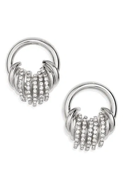 Tasha Crystal Hoop Earrings In White