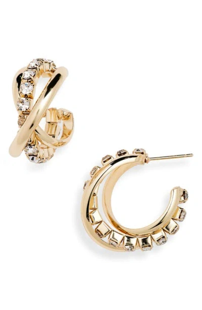 Tasha Crystal Hoop Earrings In Gold