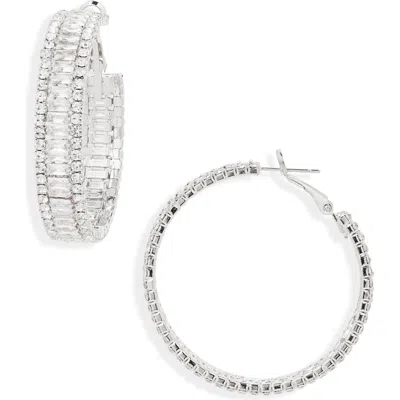 Tasha Crystal Hoop Earrings In Silver