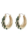 Tasha Crystal Huggie Hoop Earrings In Gold/emerald