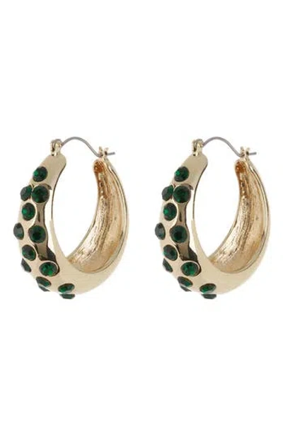 Tasha Crystal Huggie Hoop Earrings In Gold/emerald