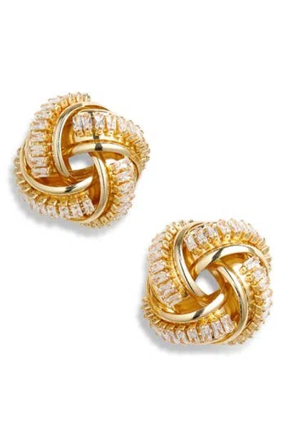 Tasha Crystal Knot Stud Earrings In Gold