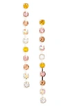 Tasha Crystal Linear Drop Earrings In Gold/ Pink Multi