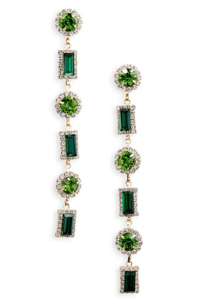 Tasha Crystal Link Drop Earrings In Green