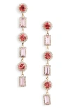 Tasha Crystal Link Drop Earrings In Pink