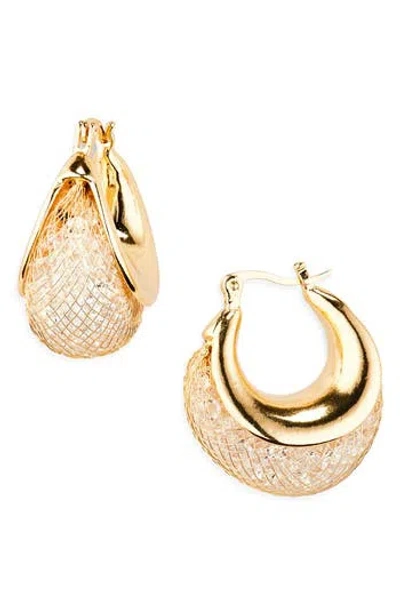 Tasha Crystal Mesh Hoop Earrings In Gold