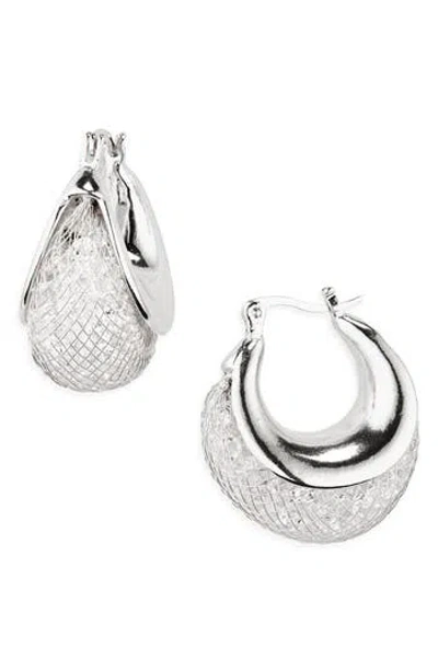 Tasha Crystal Mesh Hoop Earrings In Metallic