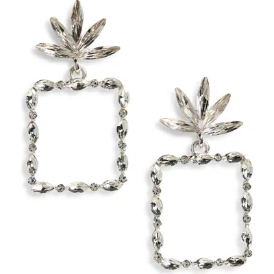 Tasha Crystal Open Square Drop Earrings In Transparent