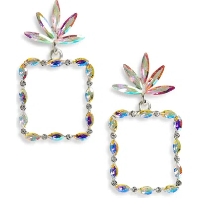 Tasha Crystal Open Square Drop Earrings In Silver