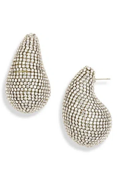 Tasha Crystal Pavè Bean Drop Earrings In Silver