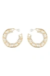 Tasha Crystal Ribbon Hoop Earrings In Gold/ivory
