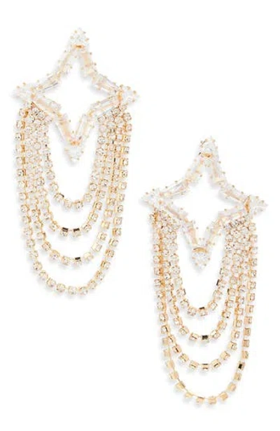 Tasha Crystal Star Draped Chain Drop Earrings In Gold