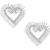 Tasha Cubic Zirconia & Crystal Heart Stud Earrings In Sliver