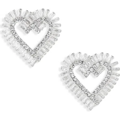 Tasha Cubic Zirconia & Crystal Heart Stud Earrings In Metallic