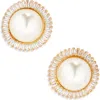 Tasha Cubic Zirconia & Faux Pearl Stud Earrings In Gold