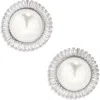 Tasha Cubic Zirconia & Faux Pearl Stud Earrings In Neutral