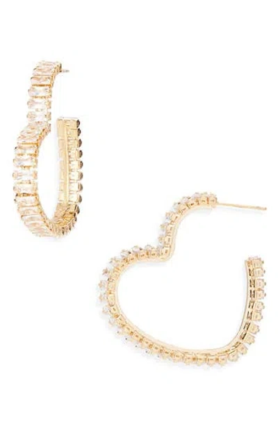 Tasha Cubic Zirconia Heart Hoop Earrings In Gold