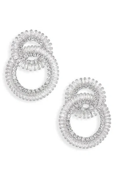 Tasha Cubic Zirconia Interlocking Circle Drop Earrings In White