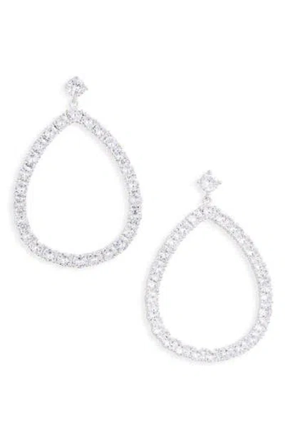 Tasha Cubic Zirconia Open Teardrop Earrings In Silver