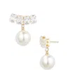 Tasha Cz & Faux Pearl Drop Earrings In Gold