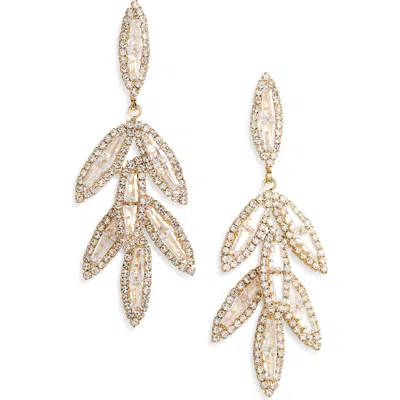 Tasha Cz Leaf Drop Earrings In Gold