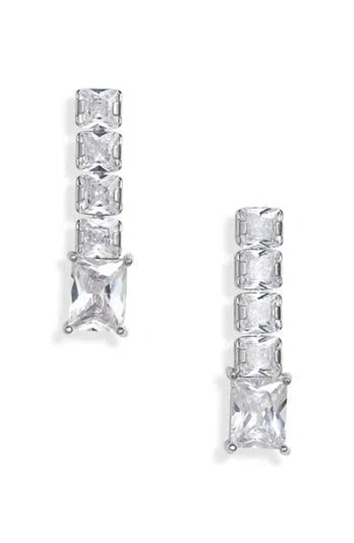 Tasha Cz Linear Drop Earrings In White