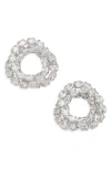 Tasha Cz Open Circle Stud Earrings In White