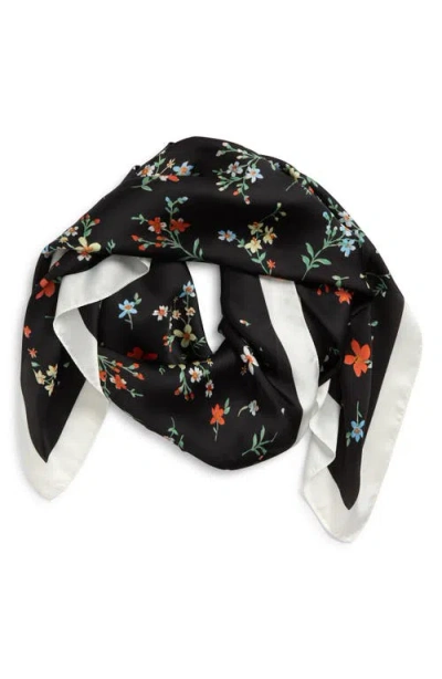 Tasha Ditsy Floral Print Scarf In Black