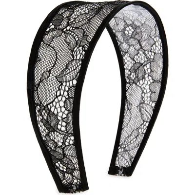 Tasha Embroidered Lace Headband In Black