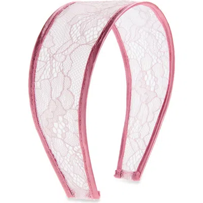Tasha Embroidered Lace Headband In Pink