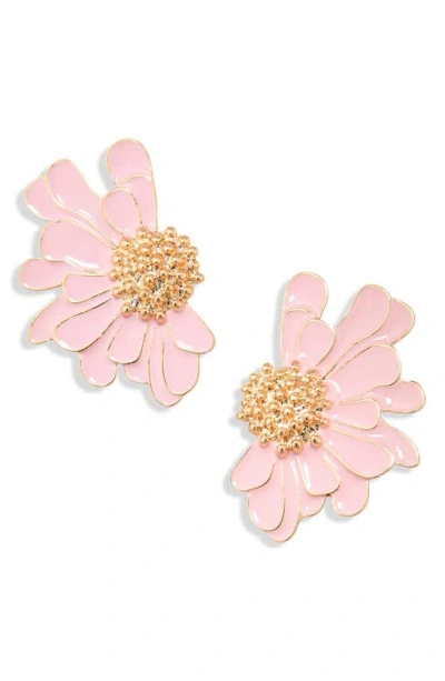 Tasha Enamel Flower Earrings In Pink
