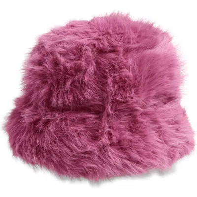 Tasha Extra Fluffy Faux Fur Bucket Hat In Pink