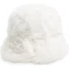 Tasha Extra Fluffy Faux Fur Bucket Hat In White