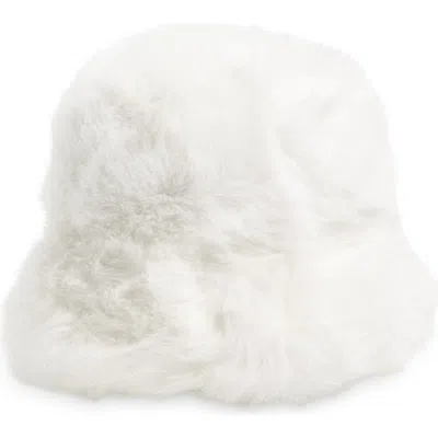 Tasha Extra Fluffy Faux Fur Bucket Hat In White