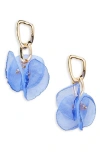 Tasha Fabric Flower Drop Earrings In Blue