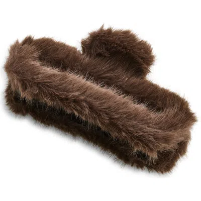Tasha Faux Fur Jaw Clip In Brown