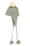 Tasha Faux Fur Pom Hat With Ear Flaps In Green