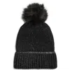 Tasha Faux Fur Pom Sparkle Beanie In Black