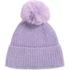 Tasha Faux Fur Pom Sparkle Beanie In Purple