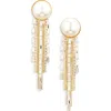 Tasha Faux Pearl & Crystal Fringe Drop Earrings