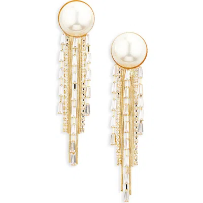 Tasha Faux Pearl & Crystal Fringe Drop Earrings