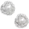 Tasha Faux Pearl & Cz Cluster Stud Earrings