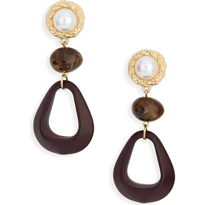 Tasha Faux Pearl & Resin Drop Earrings In Neutral