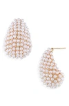 Tasha Faux Pearl Bean Stud Earrings In Gold/ivory