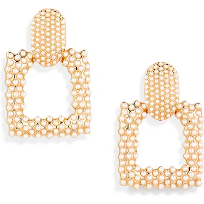 Tasha Faux Pearl Door Knocker Earrings In Gold